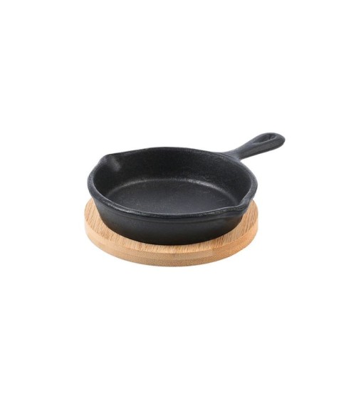 Τηγάνι Σερβιρισματός IRON Μαντεμένιο 10cm με βάση Bamboo Εργαλεία-Σκεύη μαγειρικής