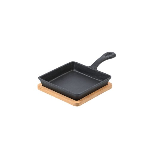 Τηγάνι Σερβιρισματός IRON Μαντεμένιο 14cm με βάση Bamboo Εργαλεία-Σκεύη μαγειρικής