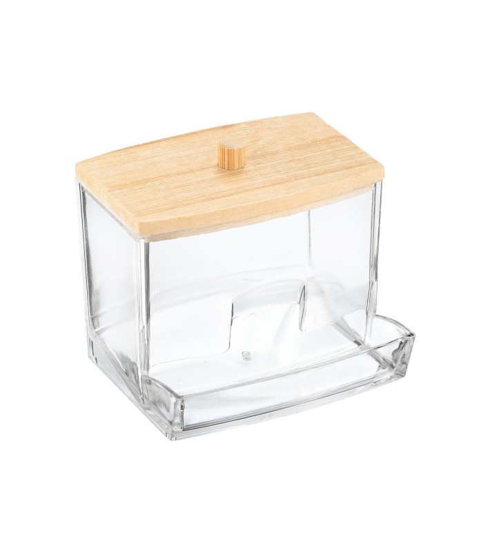 Κουτί Bamboo Clear Μπατονέτες καπάκι Οργάνωση Μπάνιου