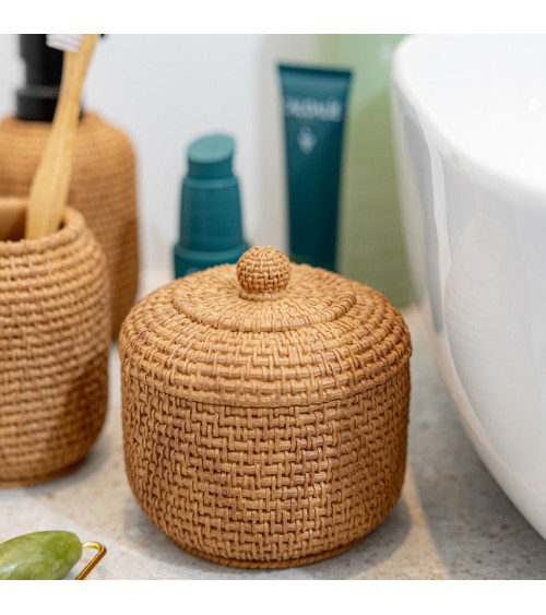 Δοχείο για Βαμβάκι Rope Ρητίνης Οργάνωση Μπάνιου