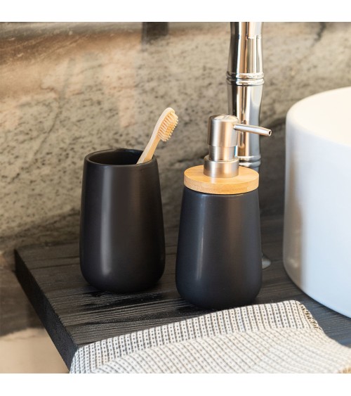 Ποτηράκι μπάνιου Bamboo Μαύρο Αξεσουάρ Μπάνιου