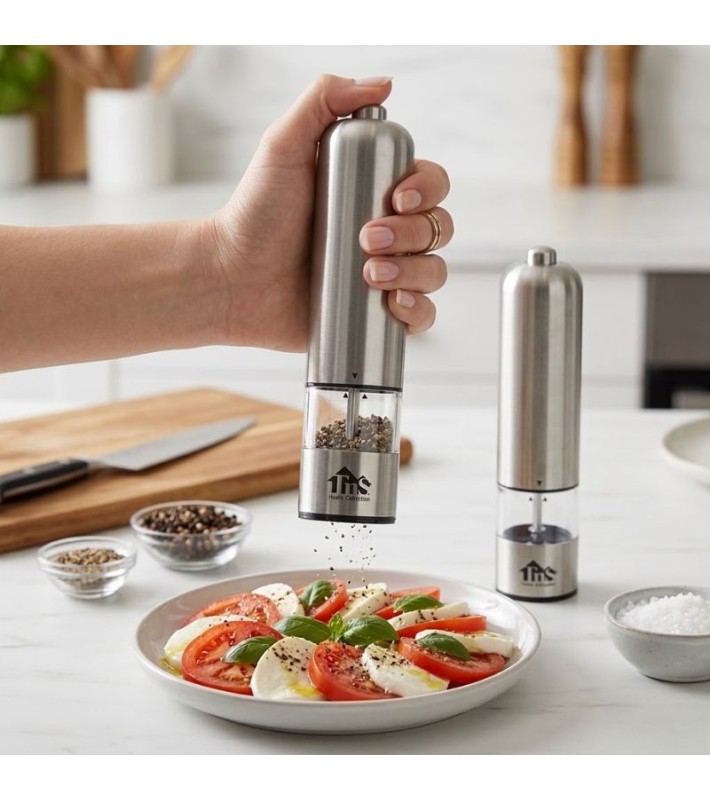 Ηλεκτρικός Μύλος Αλατιού & Πιπεριού Inox - TNS Home Collection Ηλεκτρικός Μύλος Αλατιού & Πιπεριού Inox - TNS Home Collection