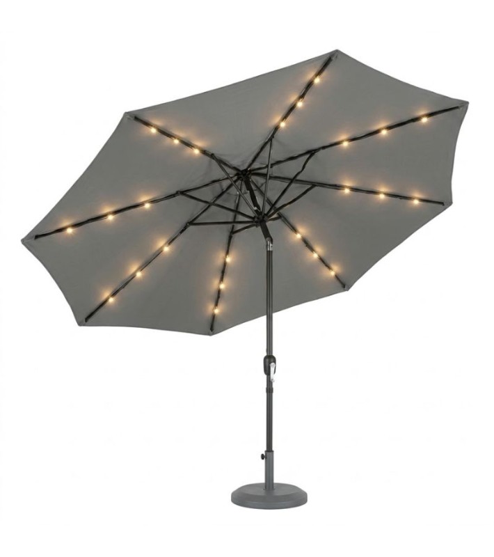 Ομπρέλα Κήπου με Φωτισμό LED Φ300cm Γκρι