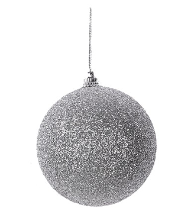 Χριστουγεννιάτικη μπάλα ασημί με Glitter 8 εκ. Χριστουγεννιάτικη μπάλα ασημί με Glitter 8 εκ.