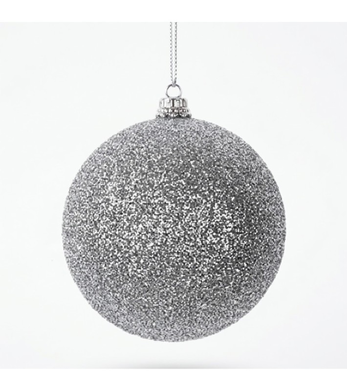 Χριστουγεννιάτικη μπάλα ασημί με Glitter 8 εκ. Χριστουγεννιάτικα Χριστουγεννιάτικη μπάλα ασημί με Glitter 8 εκ. Χριστουγεννιάτικα