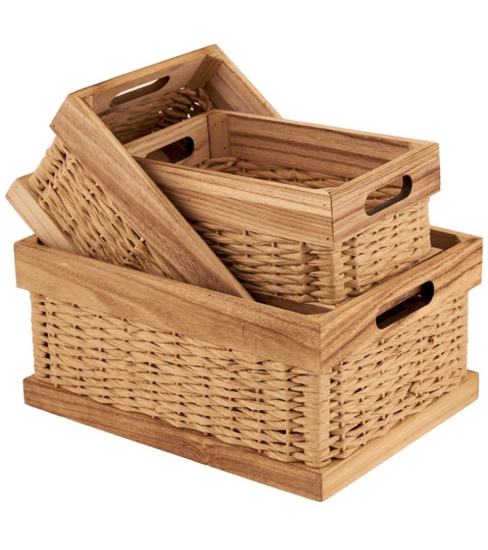 Σετ 3τμχ. καλάθια τακτοποίησης bamboo Κουτιά-Καλάθια αποθήκευσης