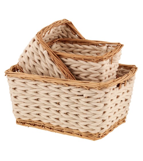 Σετ 3τεμ. Καλάθια Bamboo μπεζ Κουτιά-Καλάθια αποθήκευσης