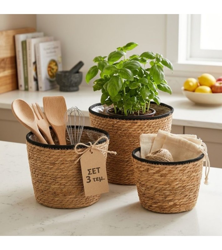 Σετ 3 τεμ. Ψάθινα Καλάθια Straw