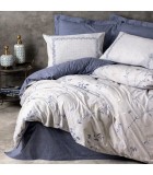 Σετ Παπλωματοθήκη Nitsa Cotton Box 3τμχ Μονή(160x220) Σκούρο Μπλε-Γκρι Σετ Παπλωματοθήκες & Παπλώματα