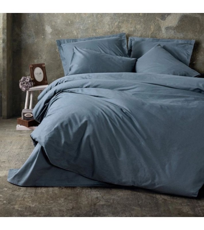 Σετ Παπλωματοθήκη Plaid Cotton Box 4τμχ Μονή(200x220) χρώμα Ανθρακί Σετ Παπλωματοθήκες & Παπλώματα