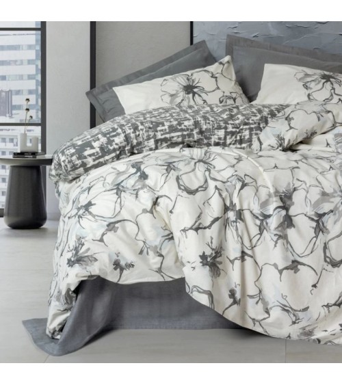 Σετ Παπλωματοθήκη Hilaris Cotton Box 4τμχ Διπλή(200x220) Χρώμα Ανθρακί Σετ Παπλωματοθήκες & Παπλώματα
