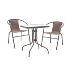 Tραπεζαρία Obbi-Watson  Σετ3τεμ καφέ μέταλλο-pe rattan 60x60x70εκ Κήπος & Βεράντα