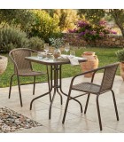 Tραπεζαρία Obbi-Watson  Σετ3τεμ καφέ μέταλλο-pe rattan 60x60x70εκ Κήπος & Βεράντα