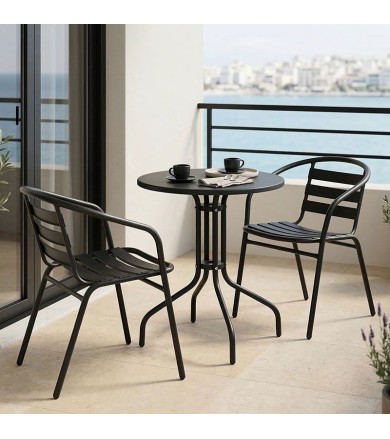 Τραπεζαρία Vergo-Tade  3τεμ μαύρο μέταλλο Φ60x70εκ Κήπος & Βεράντα