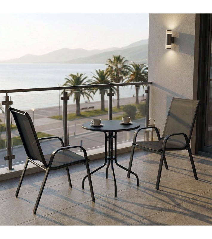 Τραπεζαρία Vergo-Calan  3τεμ μαύρο μέταλλο Φ60x70εκ Κήπος & Βεράντα