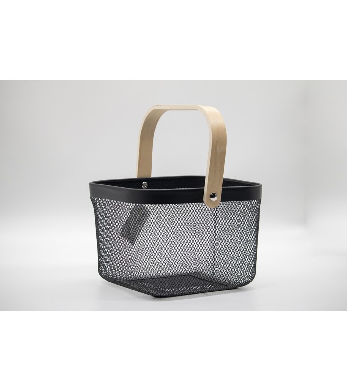 Καλάθι πολλαπλών χρήσεων με ξύλινη λαβή 24Χ24Χ17 εκ. Κουτιά-Καλάθια αποθήκευσης