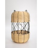 Ηλιακό Φανάρι - Φωτιστικό Δαπέδου Εξωτερικού Χώρου Φυσικό Ξύλο 34εκ.