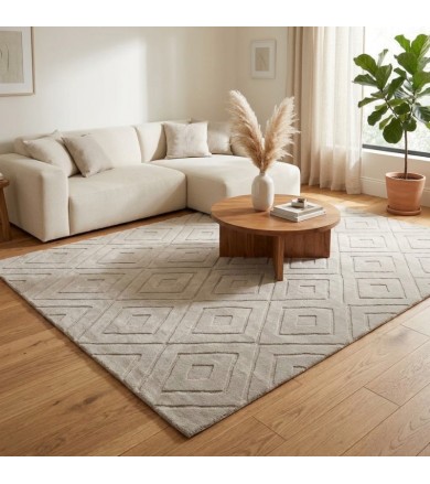 Χαλί Ανάγλυφο με Σχέδιο Ρόμβους Μπεζ 160x230εκ. Χαλιά