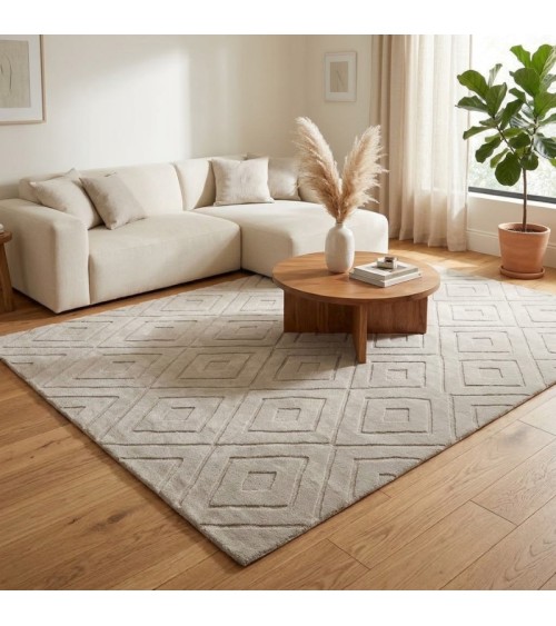 Χαλί Ανάγλυφο με Σχέδιο Ρόμβους Μπεζ 160x230εκ. Χαλί Ανάγλυφο με Σχέδιο Ρόμβους Μπεζ 160x230εκ. Χαλιά