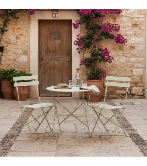 Τραπεζαρία Bistro  Σετ3τεμ μεταλλική αναδιπλούμενη σε σαμπανί Φ60x71εκ Κήπος & Βεράντα