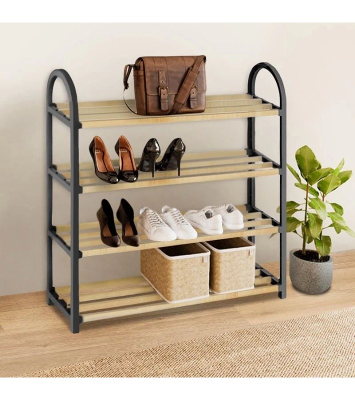 Παπουτσοθήκη ξύλινη - πλαστική χρώμα φυσικό - μαύρο 67x18x65εκ. Παπουτσοθήκες Παπουτσοθήκη ξύλινη - πλαστική χρώμα φυσικό - μαύρο 67x18x65εκ. Παπουτσοθήκες