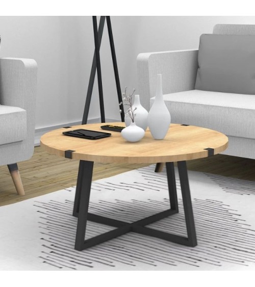 Τραπεζάκι σαλονιού Mauricio μεταλλικό μελαμίνης χρώμα sonoma  ανθρακί 78x78x43εκ. Τραπεζάκια σαλονιού