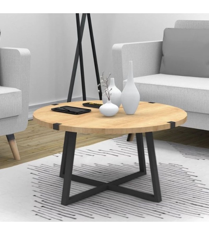 Τραπεζάκι σαλονιού Mauricio μεταλλικό μελαμίνης χρώμα sonoma  ανθρακί 78x78x43εκ. Τραπεζάκια σαλονιού