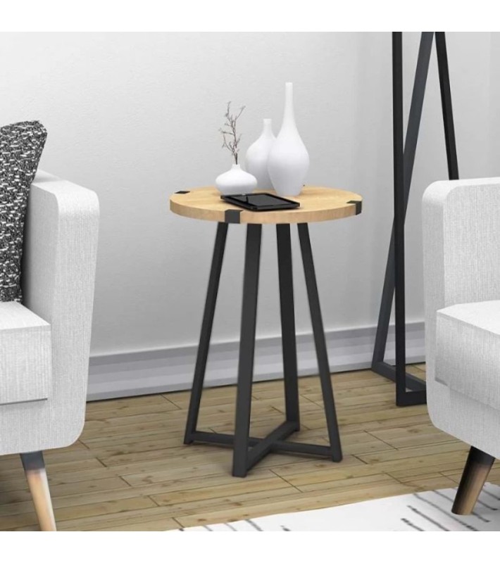 Βοηθητικό τραπεζάκι Pedro Megapap μεταλλικό μελαμίνης χρώμα sonoma ανθρακί 44x44x58εκ. Τραπεζάκια σαλονιού