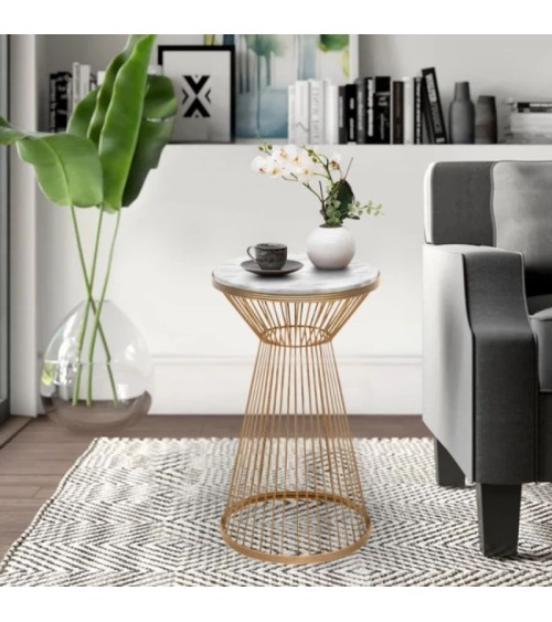 Τραπεζάκι βοηθητικό Cresta μεταλλικό χρώμα χρυσό λευκό εφέ μαρμάρου 34,5x58,5εκ. Τραπεζάκι βοηθητικό Cresta μεταλλικό χρώμα χρυσό λευκό εφέ μαρμάρου 34,5x58,5εκ. Τραπεζάκια σαλονιού