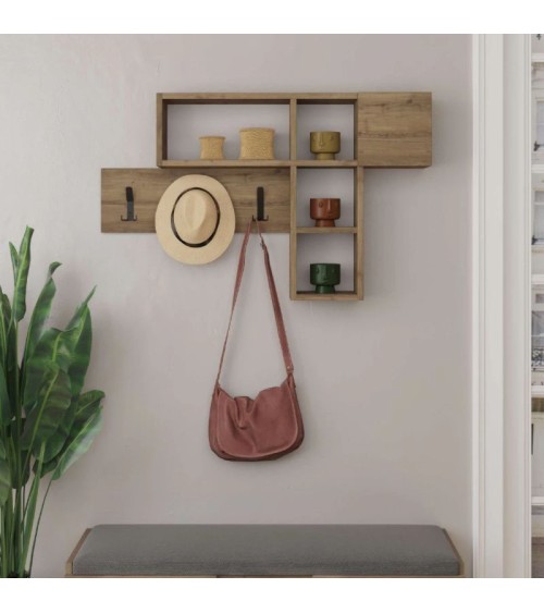 Κρεμάστρα τοίχου Game  καρυδί 99,5x15x61εκ. Έπιπλα εισόδου