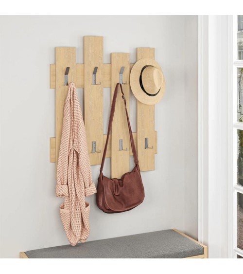 Κρεμάστρα τοίχου Wave φυσικό οξιάς 64x4x81εκ. Έπιπλα εισόδου