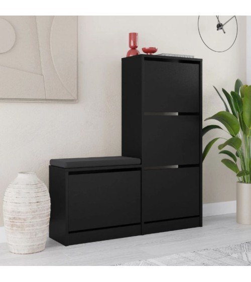 Παπουτσοθήκη Dude μαύρο 104,8x26x118,5εκ. Παπουτσοθήκες