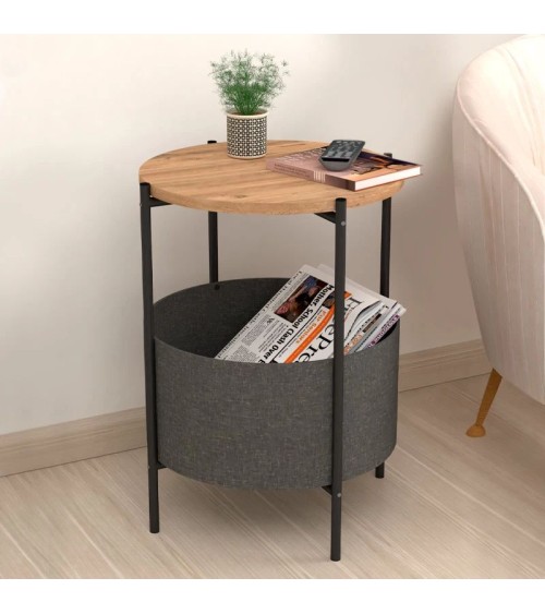 Βοηθητικό τραπεζάκι Kalid Megapap μελαμίνης-υφασμάτινο χρώμα pine oak-γκρι 43x43x60εκ. Βοηθητικό τραπεζάκι Kalid Megapap μελαμίνης-υφασμάτινο χρώμα pine oak-γκρι 43x43x60εκ. Ραφιέρες-Βιβλιοθήκες