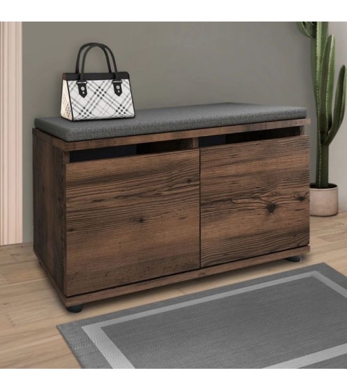 Παπουτσοθήκη Twain  8 ζευγών καπνιστή καρυδιά 80x35x42εκ. Παπουτσοθήκες