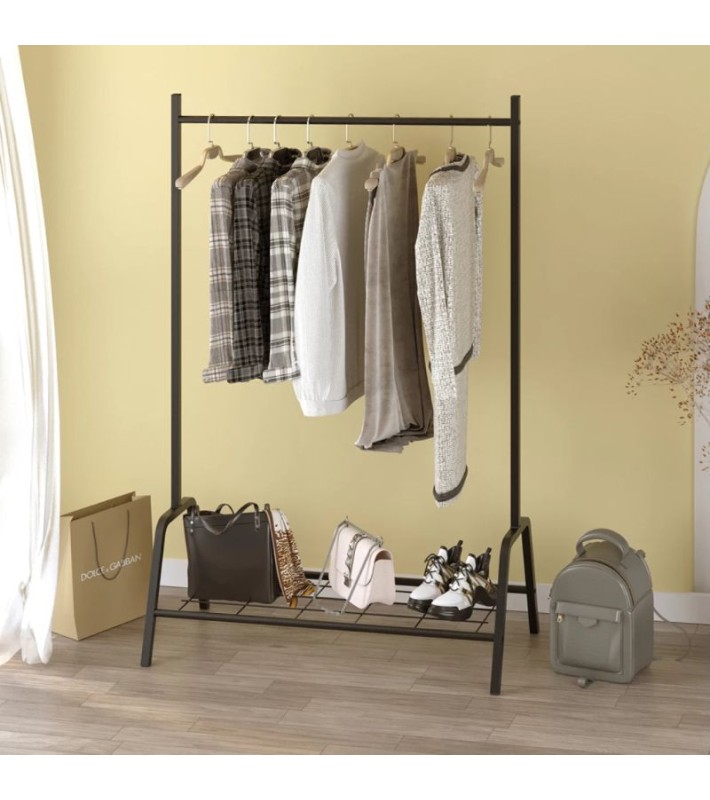 Επιδαπέδια κρεμάστρα Selman μεταλλική χρώμα μαύρο 87,6x36x136εκ. Κρεμάστρες δαπέδου