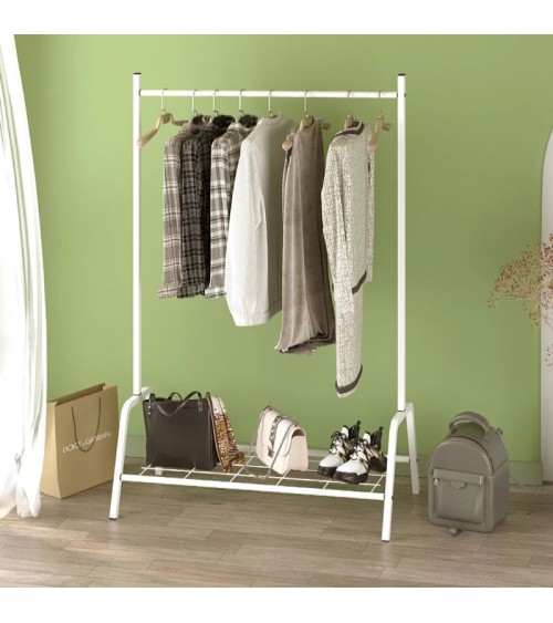 Επιδαπέδια κρεμάστρα Selman μεταλλική χρώμα λευκό 87,6x36x136εκ. Κρεμάστρες δαπέδου