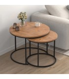 Τραπεζάκι σαλονιού σετ 2 τμχ Hilal pine oak 66x49,5εκ. Τραπεζάκια σαλονιού