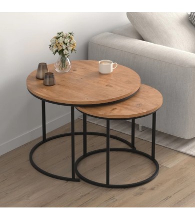 Τραπεζάκι σαλονιού σετ 2 τμχ Hilal pine oak 66x49,5εκ. Τραπεζάκια σαλονιού Τραπεζάκι σαλονιού σετ 2 τμχ Hilal pine oak 66x49,5εκ. Τραπεζάκια σαλονιού