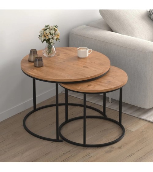 Τραπεζάκι σαλονιού σετ 2 τμχ Hilal pine oak 66x49,5εκ. Τραπεζάκι σαλονιού σετ 2 τμχ Hilal pine oak 66x49,5εκ. Τραπεζάκια σαλονιού