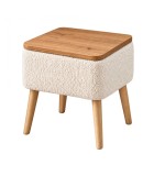 Κομοδίνο Nivo  ύφασμα teddy χρώμα λευκό - pine oak 45x35x45εκ. Κομοδίνα & Βοηθητικά Τραπεζάκια