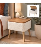 Κομοδίνο Nivo  ύφασμα teddy χρώμα λευκό - pine oak 45x35x45εκ. Κομοδίνα & Βοηθητικά Τραπεζάκια