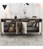 Μπουφές Milan χρώμα καρυδί - λευκό εφέ μαρμάρου 180x35x78,6εκ. Νέες Παραλαβές Μπουφές Milan χρώμα καρυδί - λευκό εφέ μαρμάρου 180x35x78,6εκ. Νέες Παραλαβές