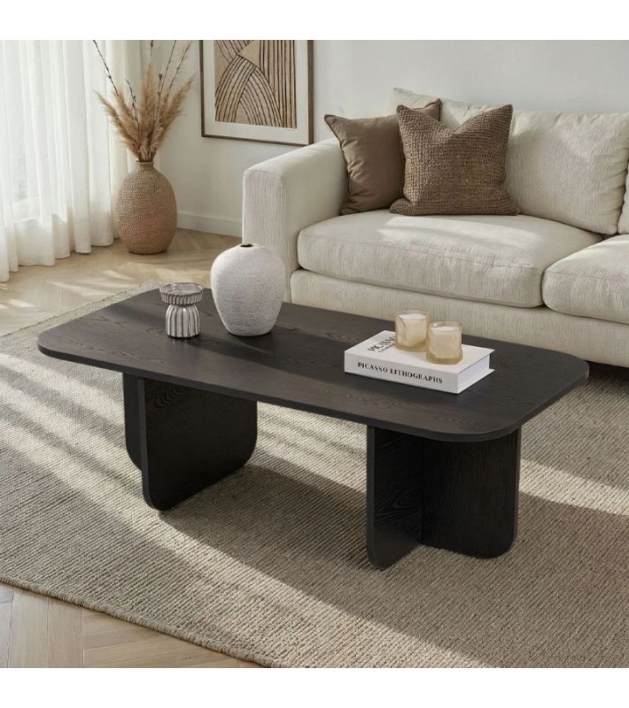 Τραπεζάκι Σαλονιού Melina χρώμα Black wood  120x60x41,4εκ Τραπεζάκια σαλονιού