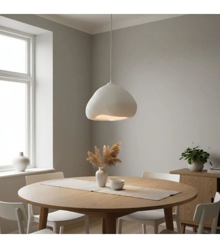 Φωτιστικό οροφής Lora E27 fiberglass μονόφωτο χρώμα λευκό 32x28x120εκ Φωτιστικά κρεμαστά