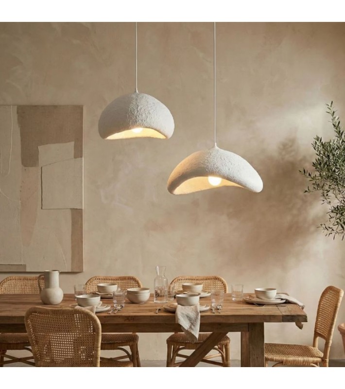 Φωτιστικό οροφής Luna E27 fiberglass δίφωτο χρώμα λευκό 70x115εκ Φωτιστικά κρεμαστά