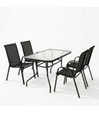 Σετ Τραπεζαρίας Κήπου Breeze 5 Τεμαχίων Μαύρο 140χ80cmΚήπος & Βεράντα