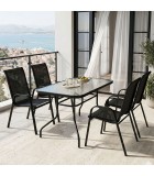 Σετ Τραπεζαρίας Κήπου Breeze 5 Τεμαχίων Μαύρο 140χ80cmΚήπος & Βεράντα