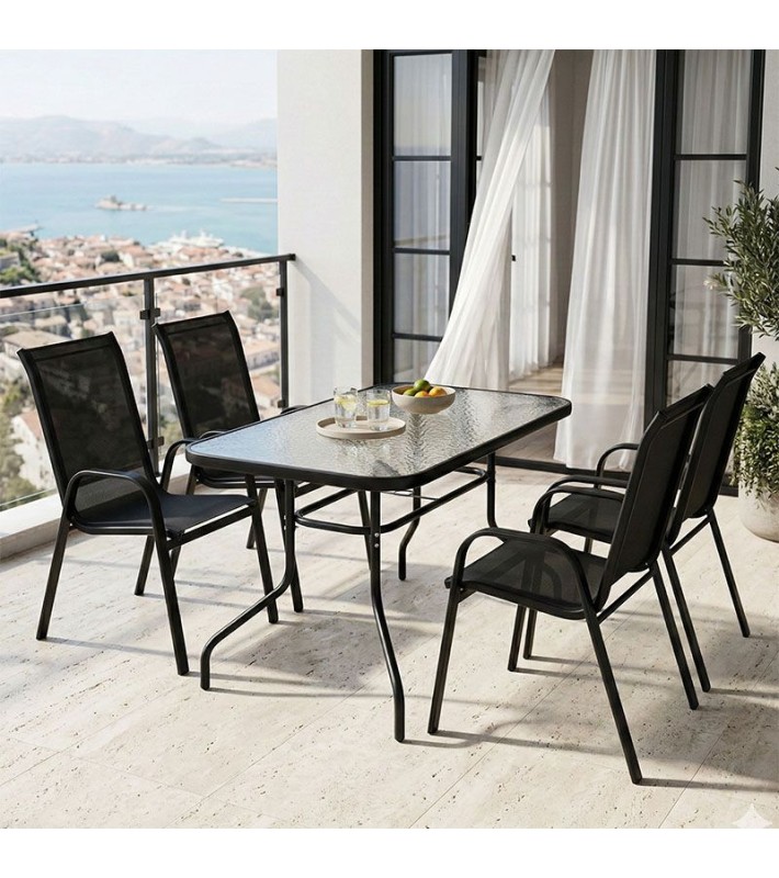 Σετ Τραπεζαρίας Κήπου Breeze 5 Τεμαχίων Μαύρο 140χ80cmΚήπος & Βεράντα