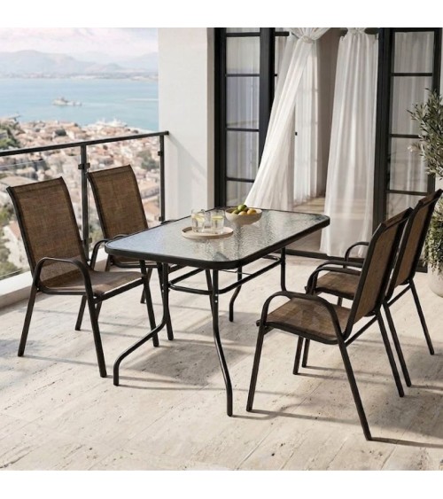 Σετ Τραπεζαρίας Κήπου Breeze 5 Τεμαχίων Σκούρο Καφέ 140χ80cm Τραπεζαρίες Εξωτερικού Χώρου