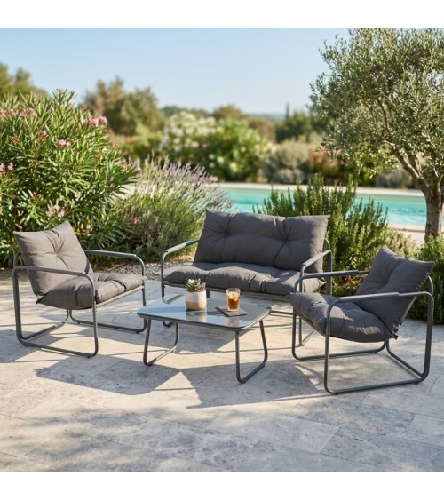 Σετ Σαλόνι Κήπου 4τμχ με Μαξιλάρια Ανθρακί Σαλόνια κήπου